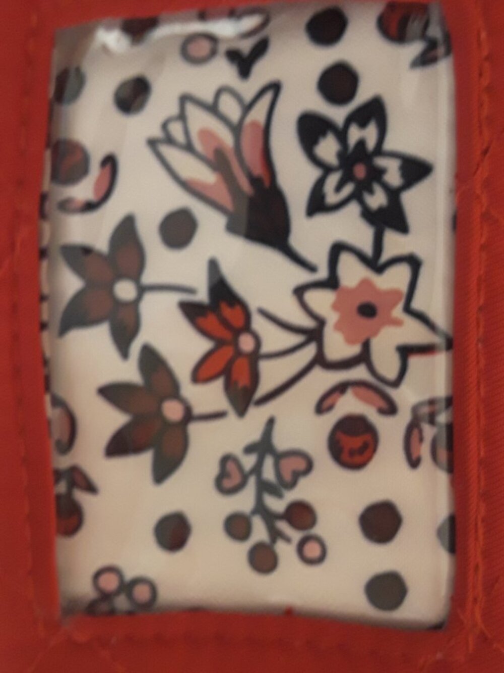 Wallet - Vera Bradley Solid Red Quilted Zip Clear ID Case & Card Holder Key Ring - Picture 10 of 12